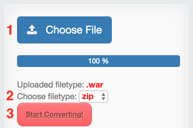How to convert WAR files online to ZIP